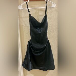 H&M Black Satin Strapless Cowl Mini Dress